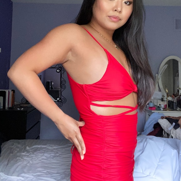 Tiger Mist Red Bodycon Strappy Dress - Picture 5 of 6